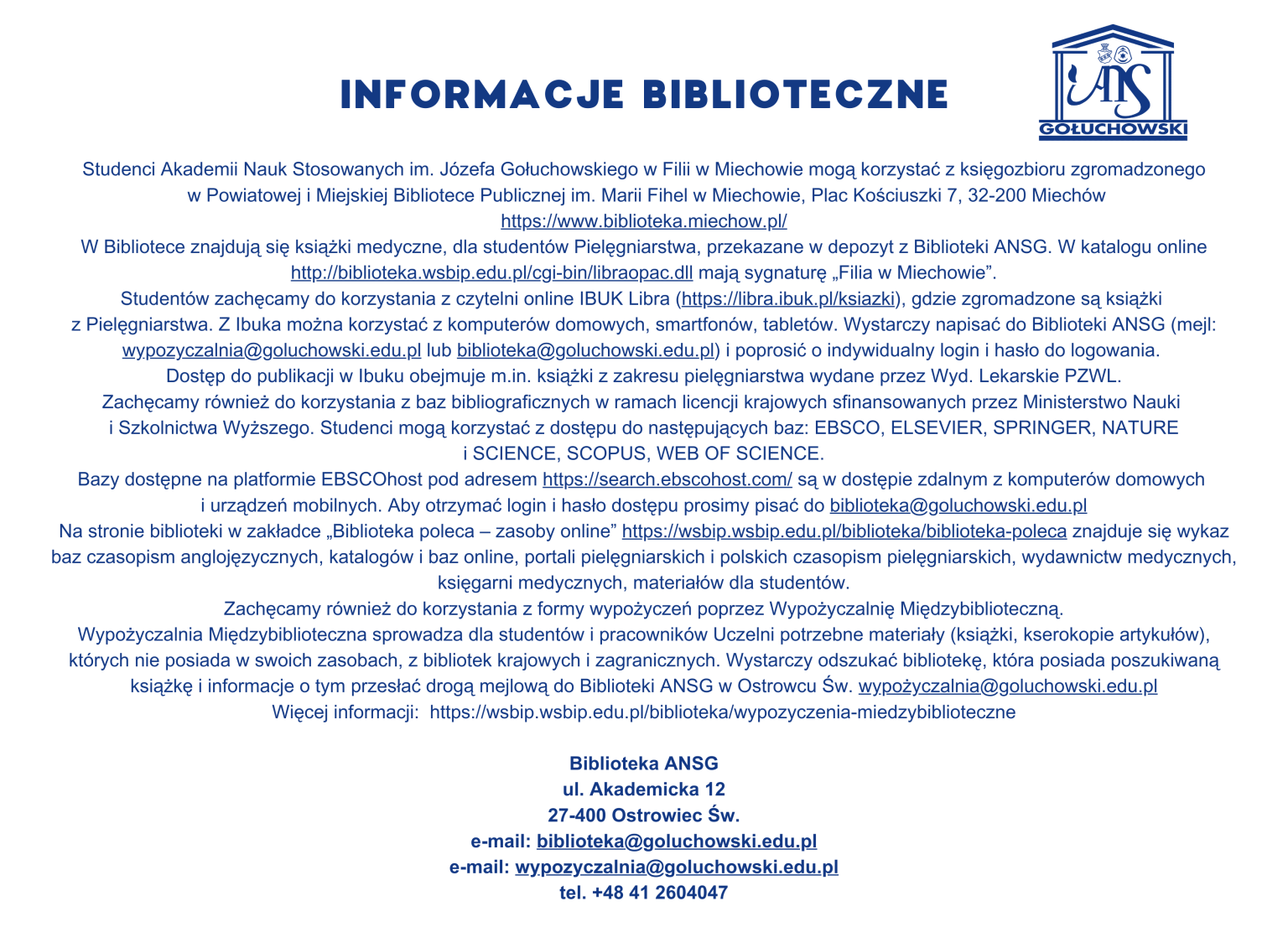 informacje biblioteczne